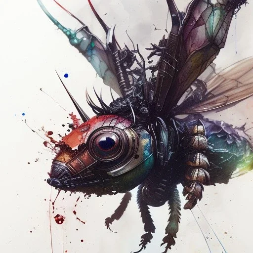  insects, nest, face, 3D, leaning pose, watercolor illustration by <agnes cecile> <Yoji Shinkawa>,