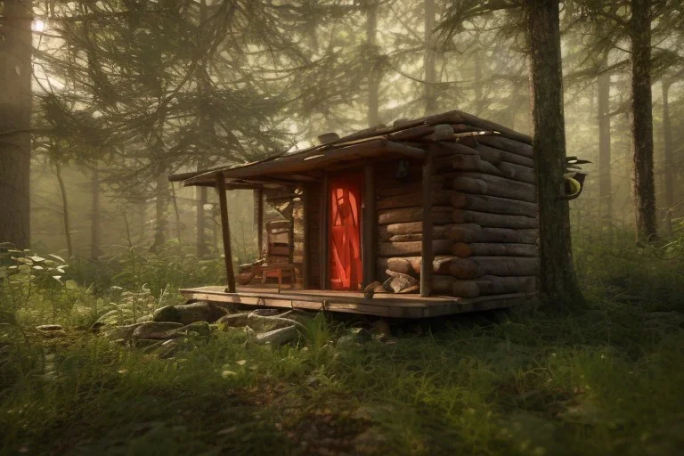 shack in a wild forest