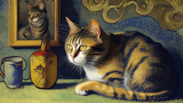 Portrait of a cat by Van Gogh