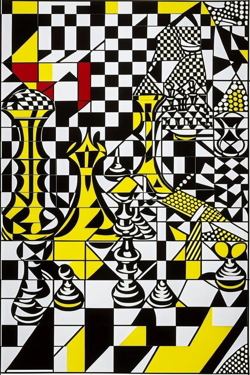 5d chess in the style of roy lichtenstein