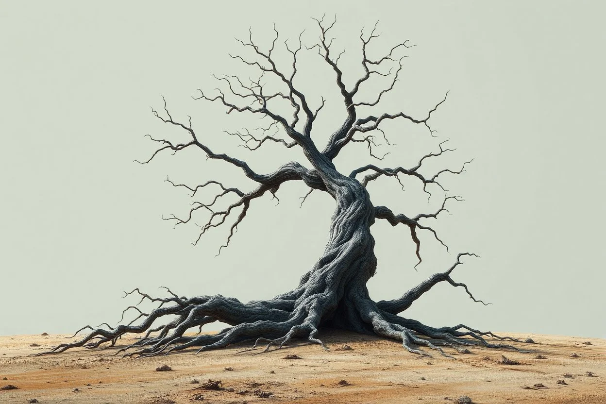 Concept art of an alien dead tree, no background