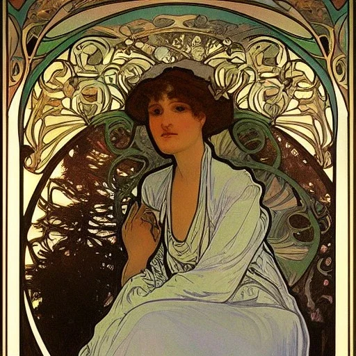 an art nouveau oil painting of an elephant by alphonse mucha