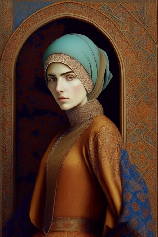 An oil painting inspired by the Islamic Renaissance