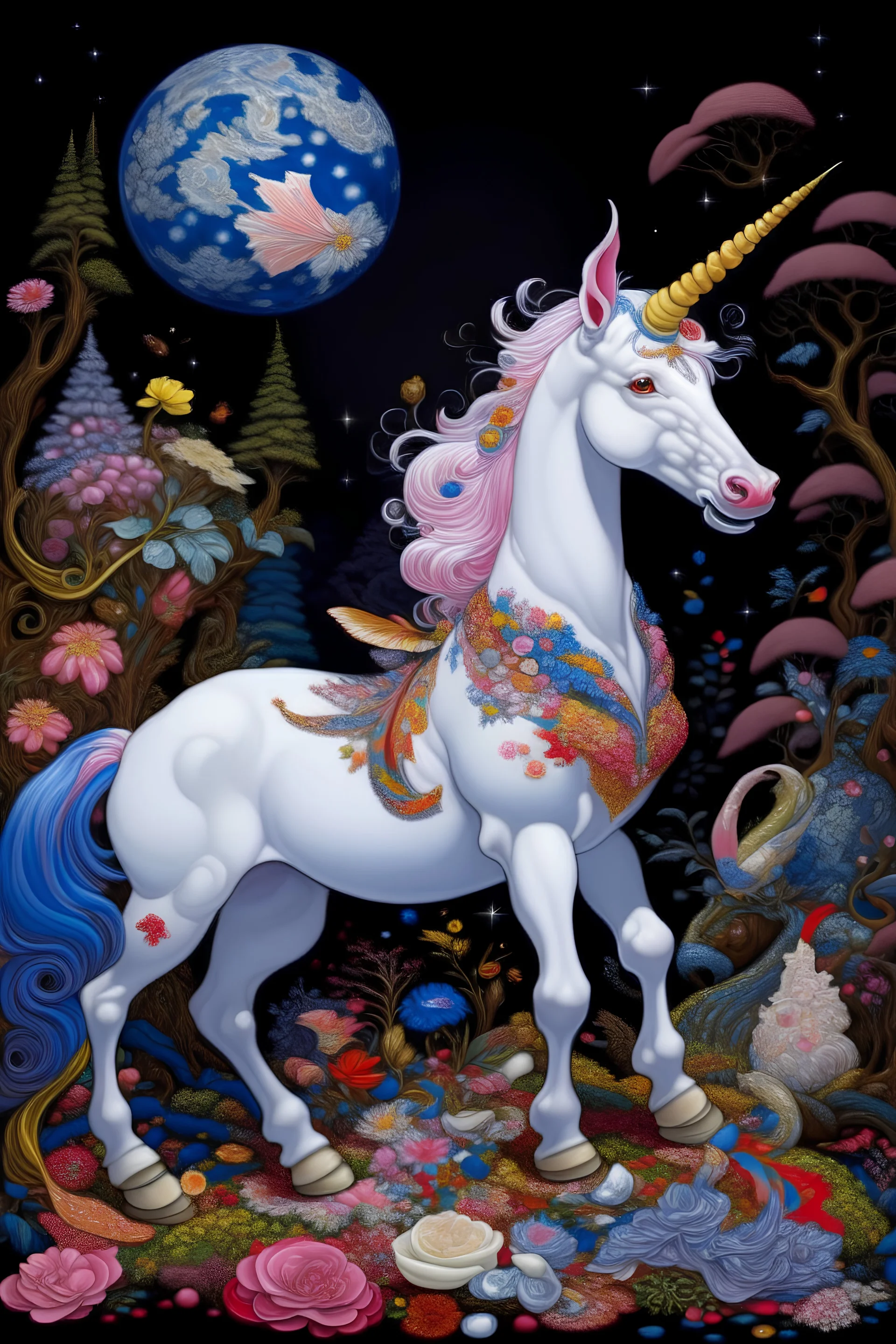 unicornio estilo Raqib Shaw