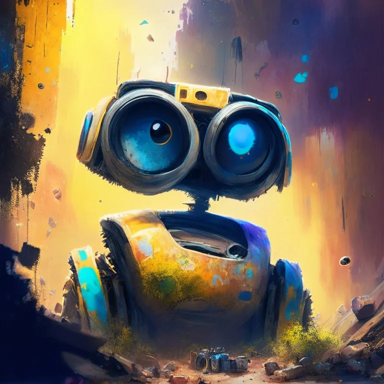 Wall-E, digital art, anime, 4k, full details, high resolution, colorful