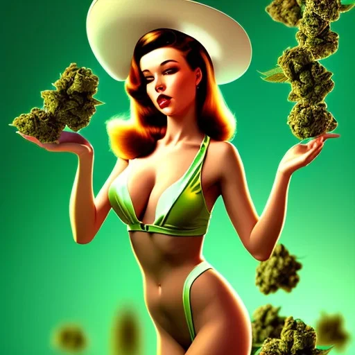 pin-up girl with marijuana