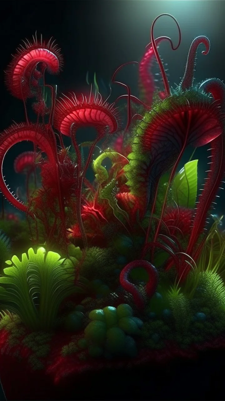 "3D HR Complex Unique and Beautiful Bioluminescent Carnivorous Plants, a breathtaking frontier fantasy artwork by Android Jones, Jean Baptiste monge, Alberto Seveso, Erin Hanson, Jeremy Mann. Minimalist highly detailed and complex professional_photography, masterpieces, 8k resolution concept art, Artstation, tricolor, Unreal Engine 5, cgsociety" Highly detailed ArtStation Concept Art Clear Focus Smooth cinematic 4K epic Details Serious Stoic ARTgerm AN's mature art. Bosch painting style,Busch