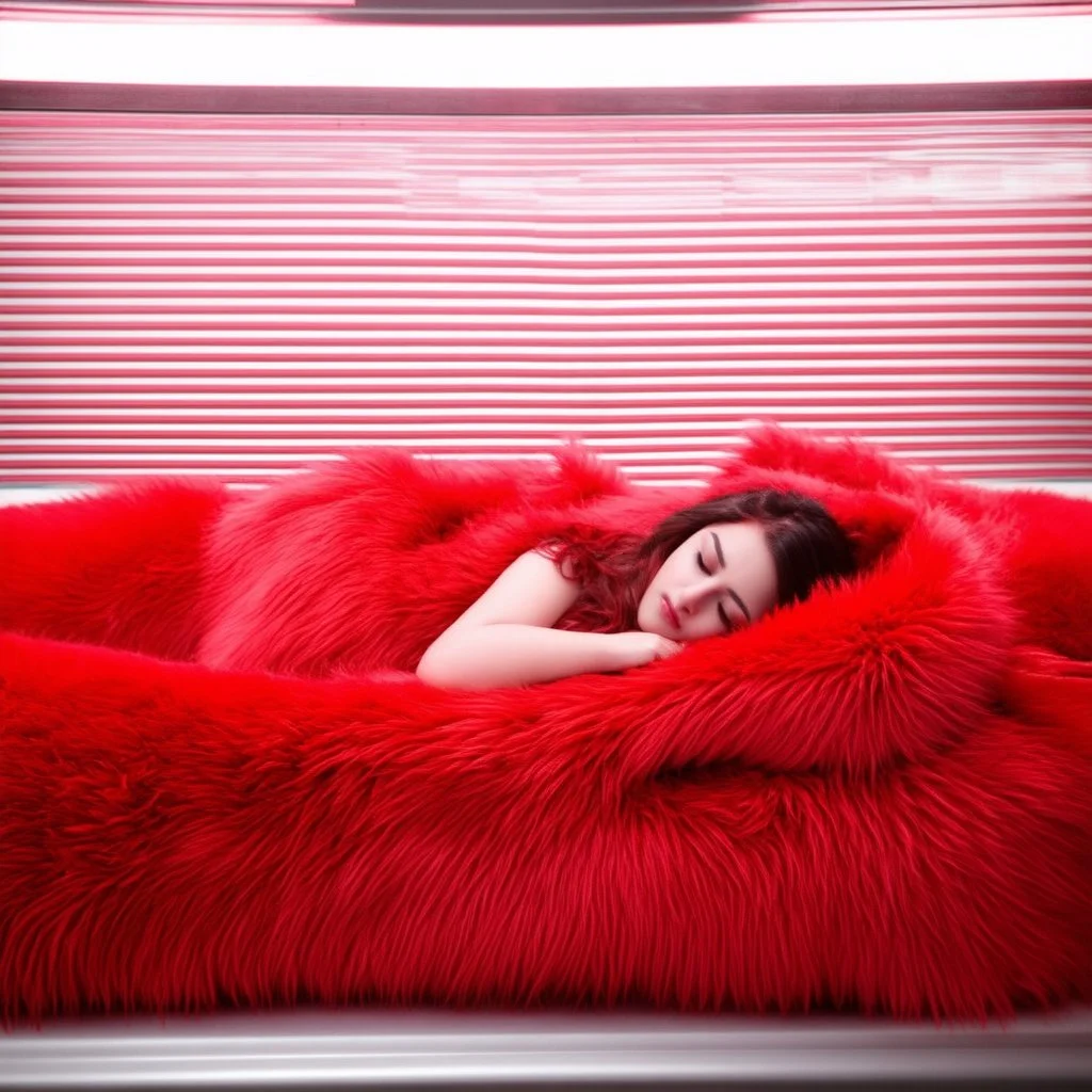 Métro en fourrure rouge, ambiance xocooning