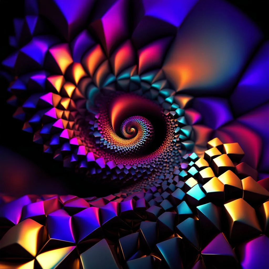 a mandelbulb 3d fractal made of metallic random color cubes a pertty artistc background