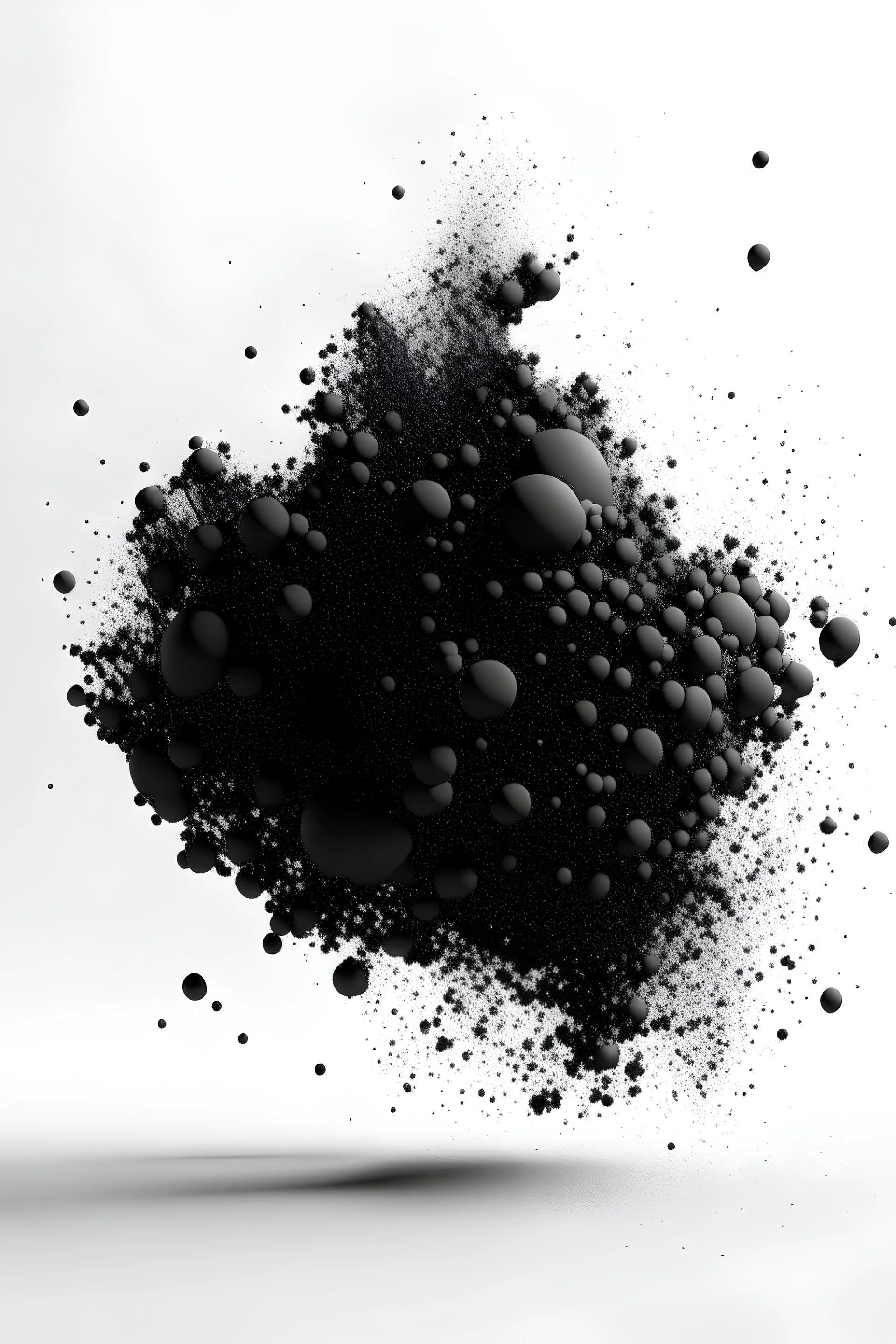 create a suspended black porous particle with white background