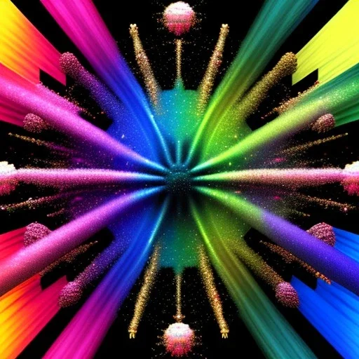 black wallpaper with a large single Exploding rainbow asterisk