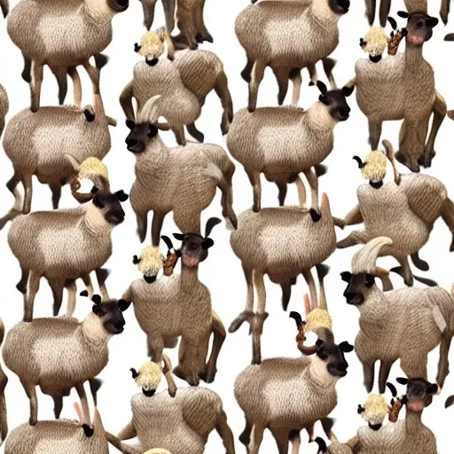 brown grey cream goats and alpacas pattern PIERRE JOSEPH REDOUTÉ