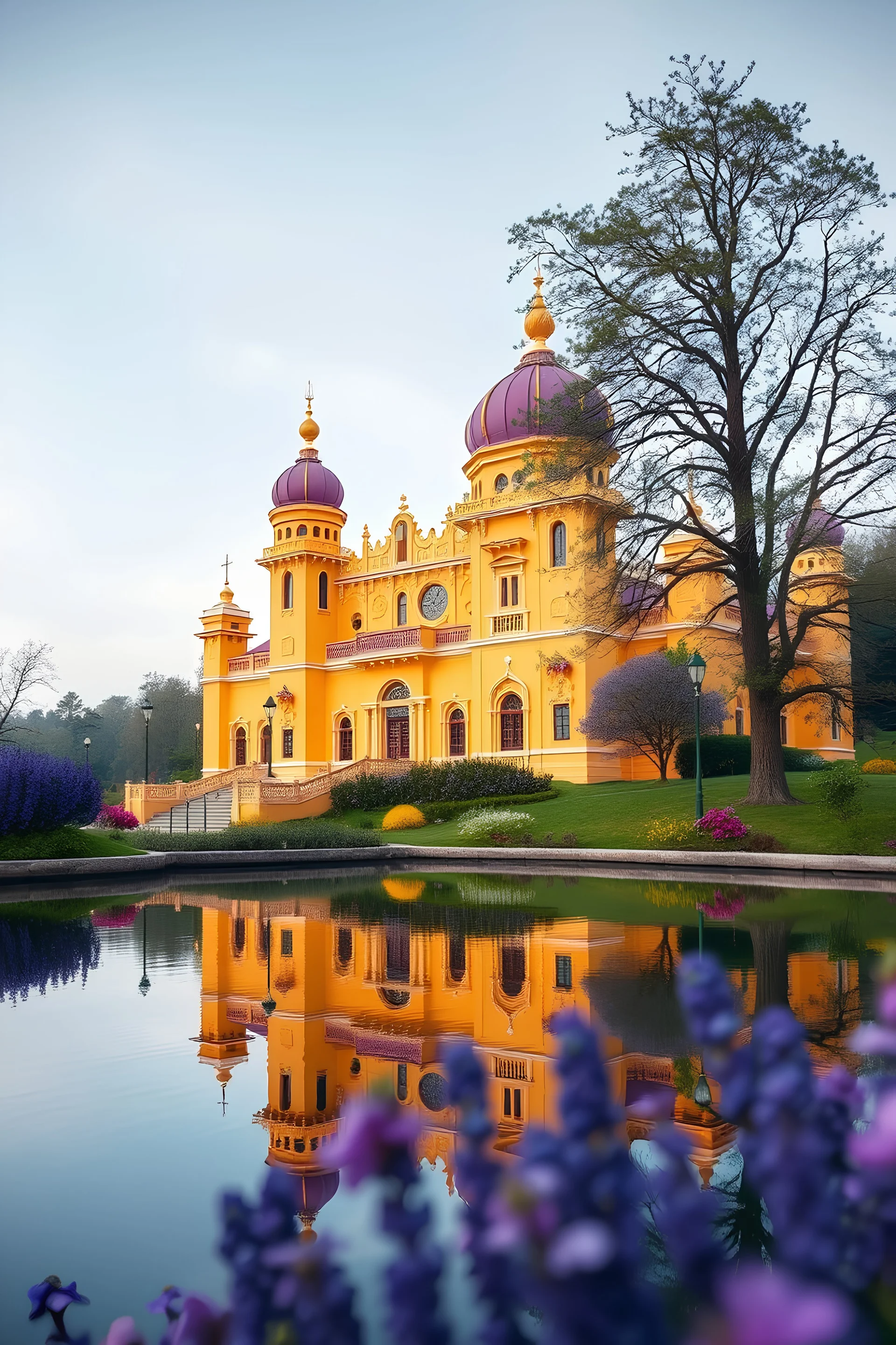 A beautiful yellow and purple palace in nature