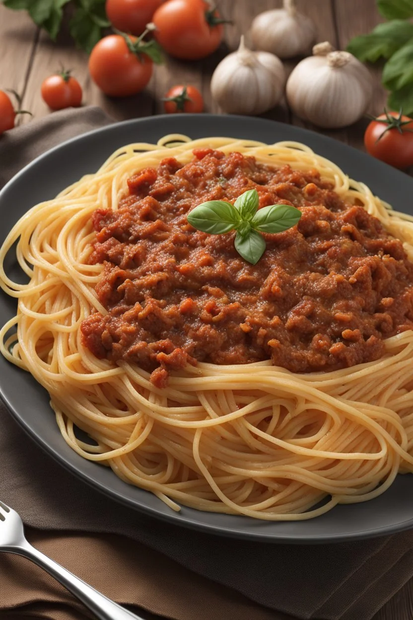 A hyper-realistic,Spagetti Bolognese, full size ,Photo Real, HOF, full size, practicality,manufacturability,performance, (((realism, realistic, realphoto, photography, portrait, realistic, elegant, charming, , professional photographer, captured with professional DSLR camera, trending on Artstation, 64k, ultra detailed, ultra accurate detailed, bokeh lighting, surrealism, Thomas Kinkade backgroun