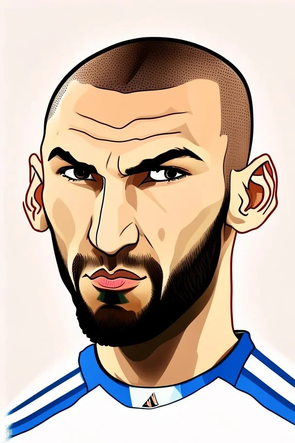 Karim Benzema French football player . cartoon 2d