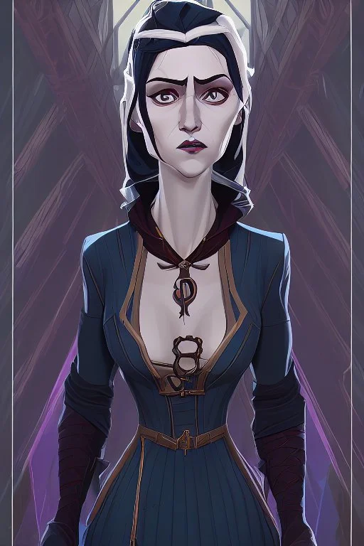 The Countess is a ghost, she has a long, flowing dark blue dress. she goes down the stairs. Hanging in the castle room, there is a tapestry composed of the preserved faces of the Countess' ancient victims.