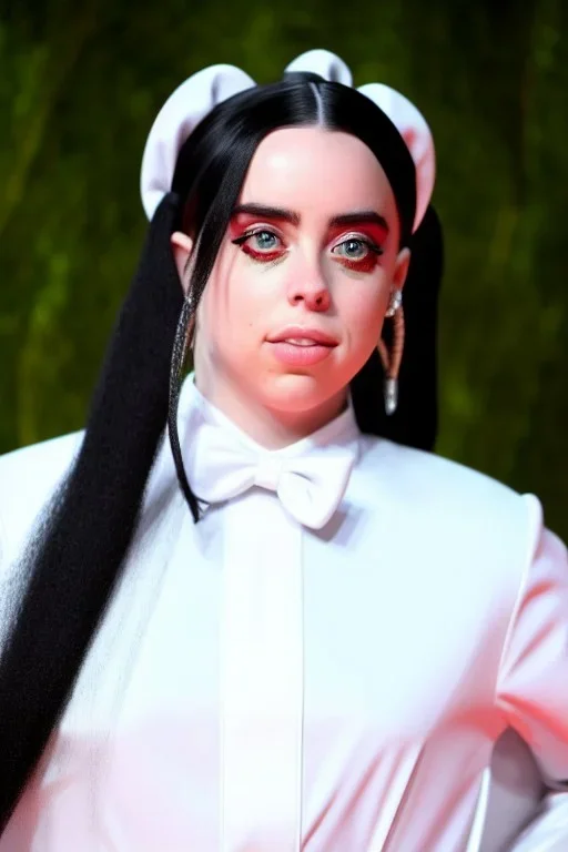 Billie Eilish, Maid Costume, high detail, realistic, 8k, not to be distinguished from a photo, identical pupils