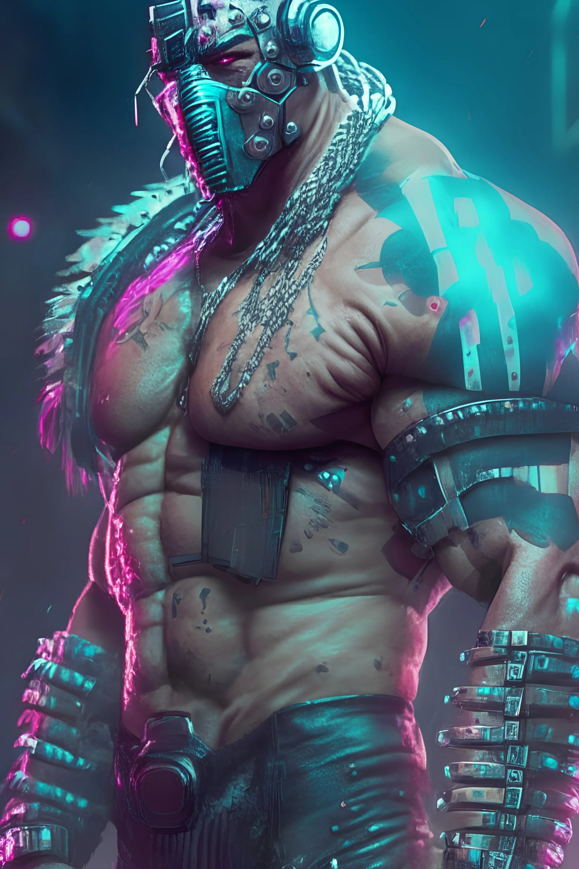 Cyberpunk wrestler luchador cyborg