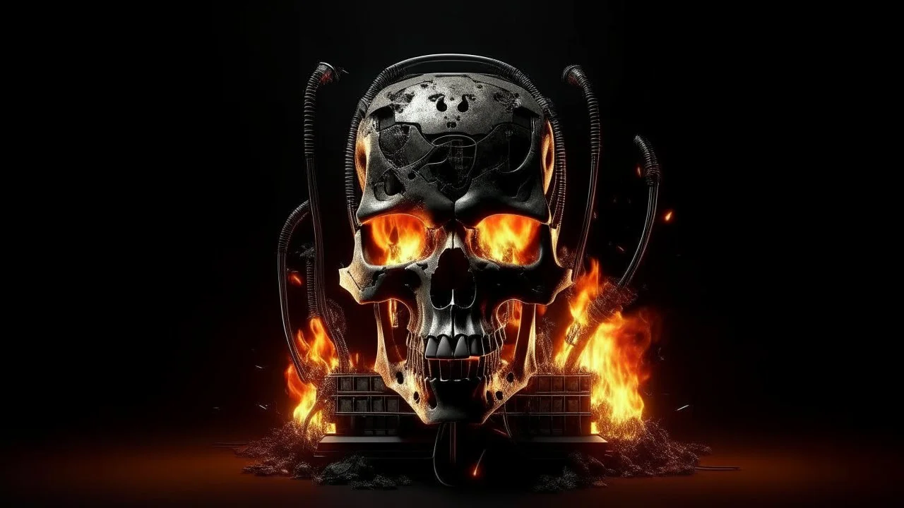 4K. REALISTIC FULL DETAILS. LOGO EMISSION DE RADIO HARDROCK FIRESTARTER TERMINATOR. FLAMMES EN FOND D IMAGE