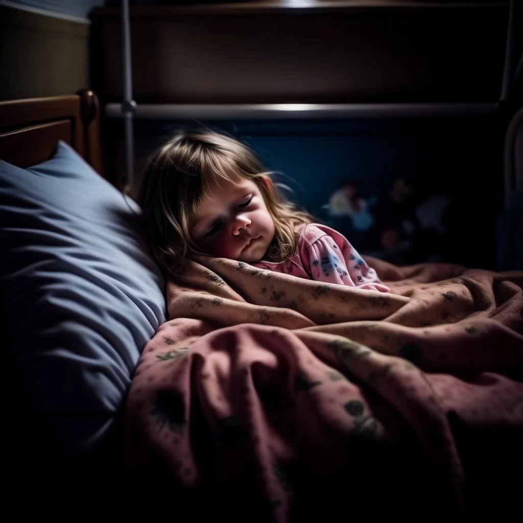 kid sleeping in her bed