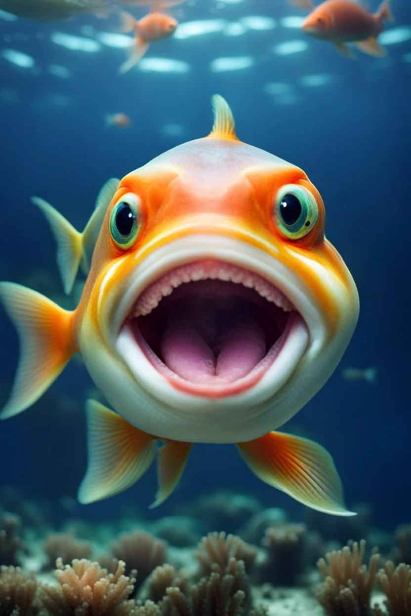 one fish with human smile