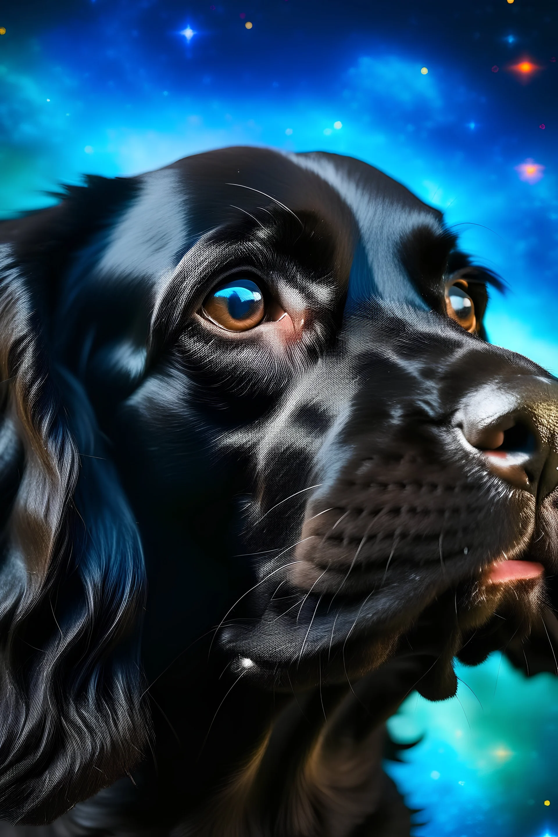 Black spaniel in the sky with diamonds on lsd