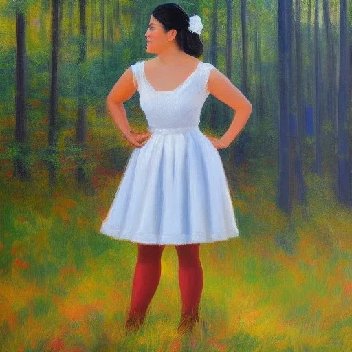 Full body portrait, painting, medium shot lady Cottagecore