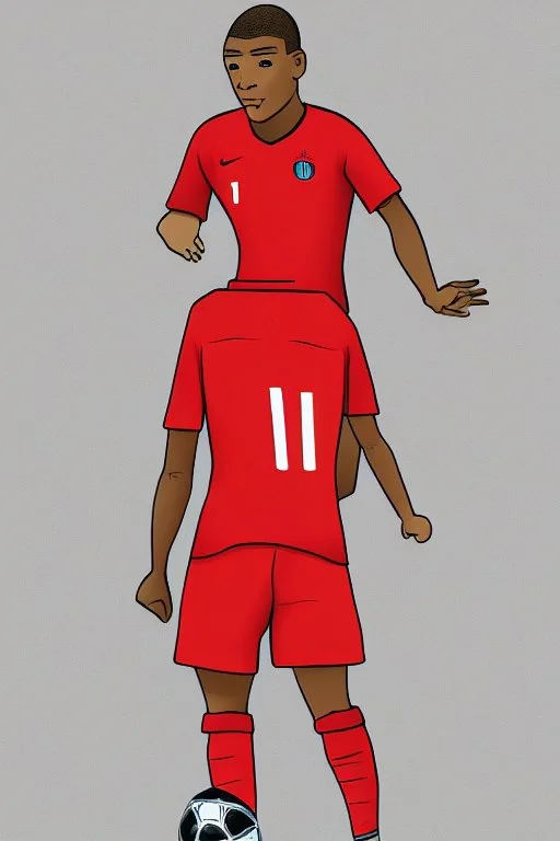 Kylian Mbappe French soccer player cartoon 2d