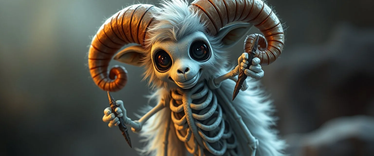 furry sheep skeleton mage