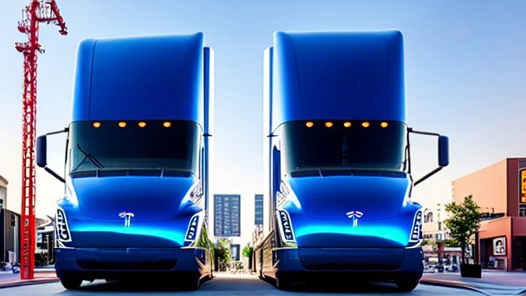 A Tesla semi-truck is parked, the 'Universal Studios Japan', in Osaka. CINEMATIC. WIDE ANGLE LENS. PHOTO REAL.
