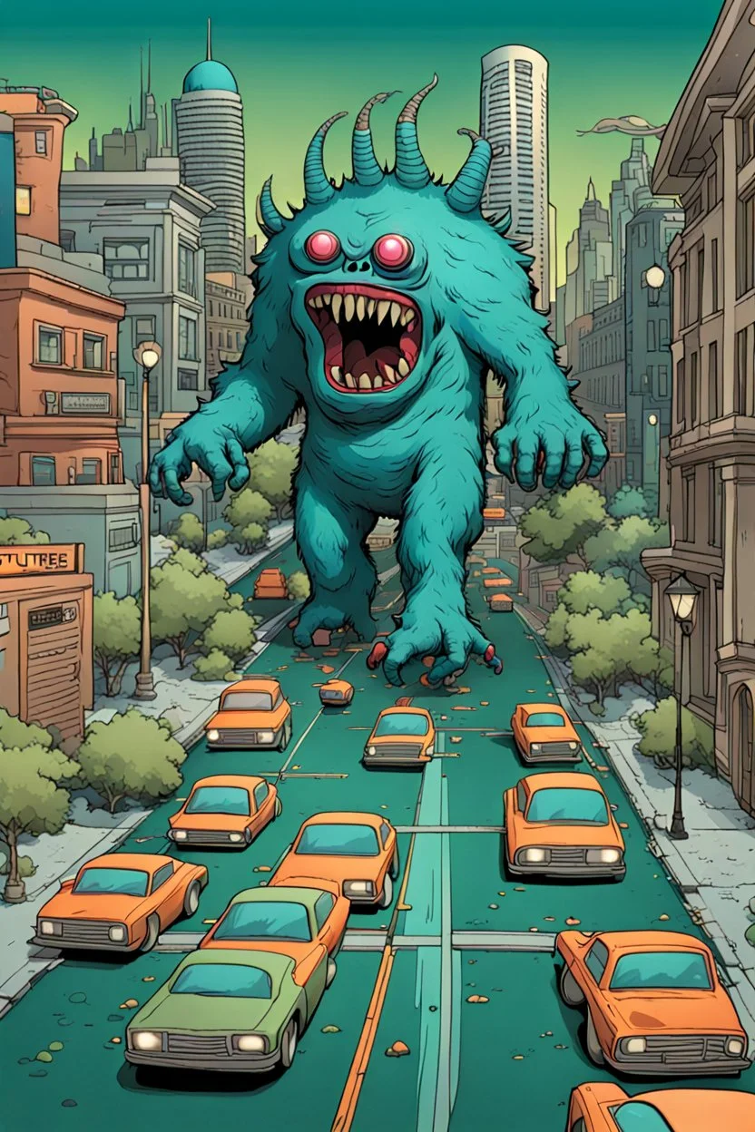 the city of the future, monsters are running around the city