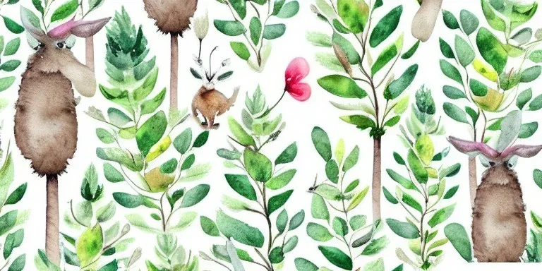 exquisite whimsical woodland watercolor, delicate woodland, cute, adorable, linen backdrop