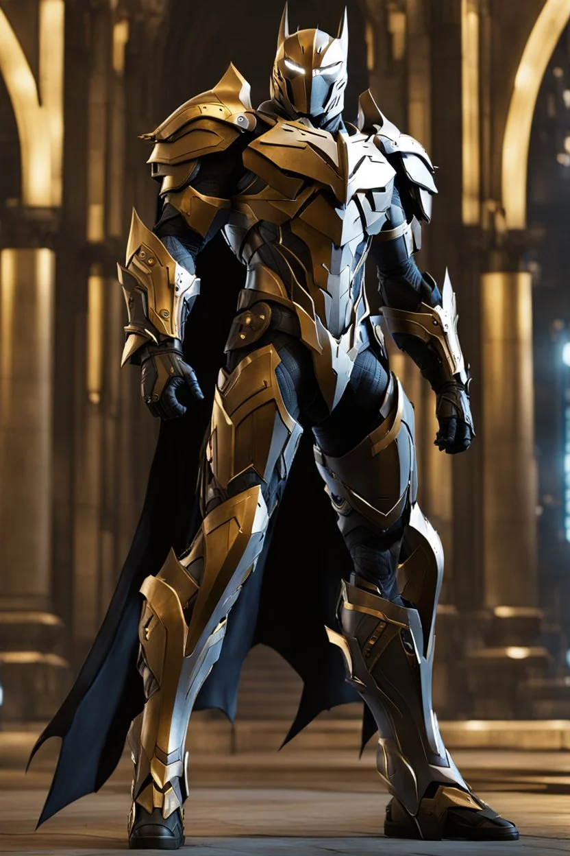 Full body Batman ultra advanced warframe with the whole and full body full armor with ultra sophisticated machine compagnon ultra high resolution and details,walk in street city bussy