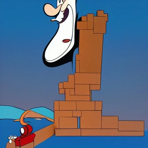 isometric droopy of tex avery in style of George Herriman and in a landscape in style of Dali