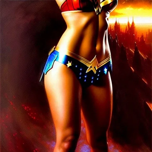 Drawing of beautiful face,'beautiful booty,Busty WonderWoman',intense stare, ancient skintight armor, balanciaga fashion clothe painting by gaston bussiere, greg rutkowski, yoji shinkawa, yoshitaka amano, tsutomu nihei, donato giancola, tim hildebrandt, Oil on canvas, cinematic composition, extreme detail,fit full head inside picture,16k