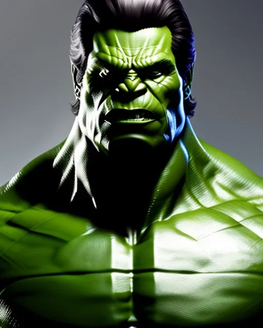 "The Hulk, full-scale head and shoulders portrait, 8k resolution concept art portrait by Greg Rutkowski, Artgerm, WLOP, Alphonse Mucha dynamic lighting hyperdetailed intricately detailed Splash art trending on Artstation triadic colors Unreal Engine 5 volumetric lighting Splash art fantasy"