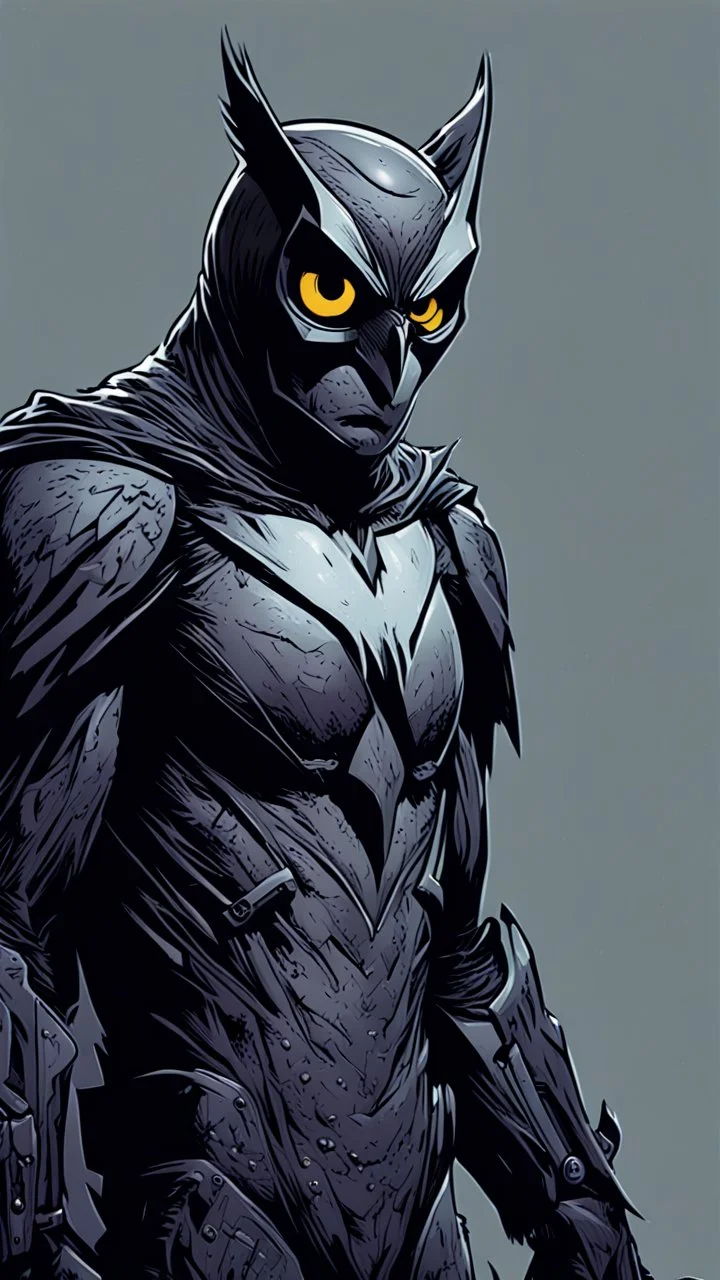 Owlman imágen lineal colorida