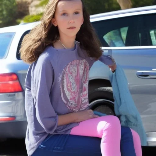 millie bobby brown in car