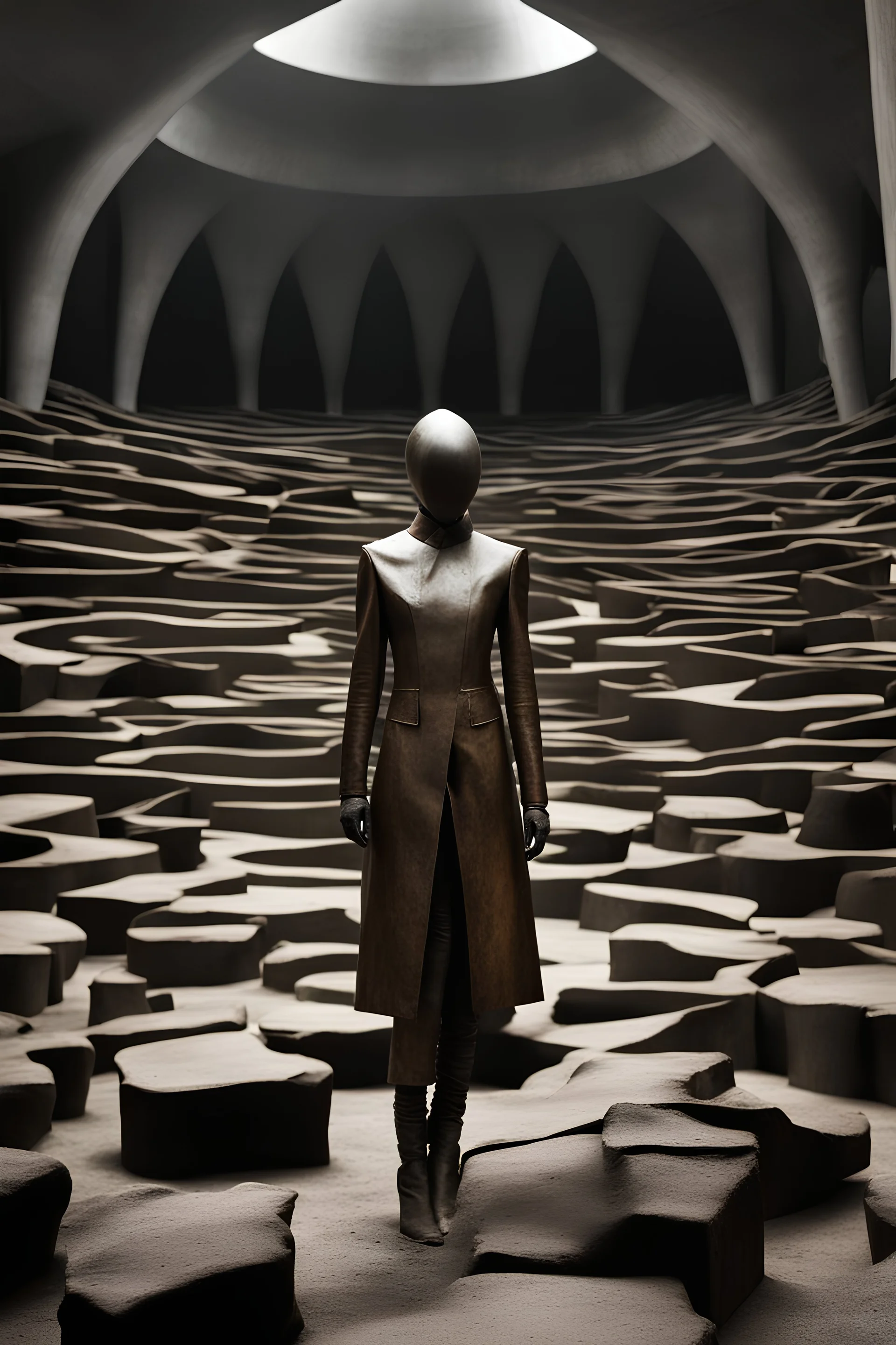 Otherworldly, Joan D'Arc avant-garde fashion, Austrian Symbolism, arcane atmosphere, Richard Serra art installation