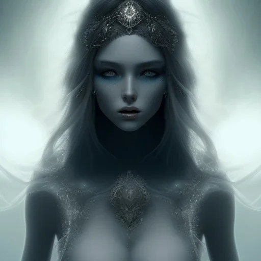 mystic woman with long hair, dark fantasy setting, ethereal, soft lighting,sexy