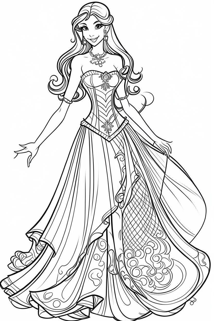 Outline art cute coloring pages with barbie, white... khalfa