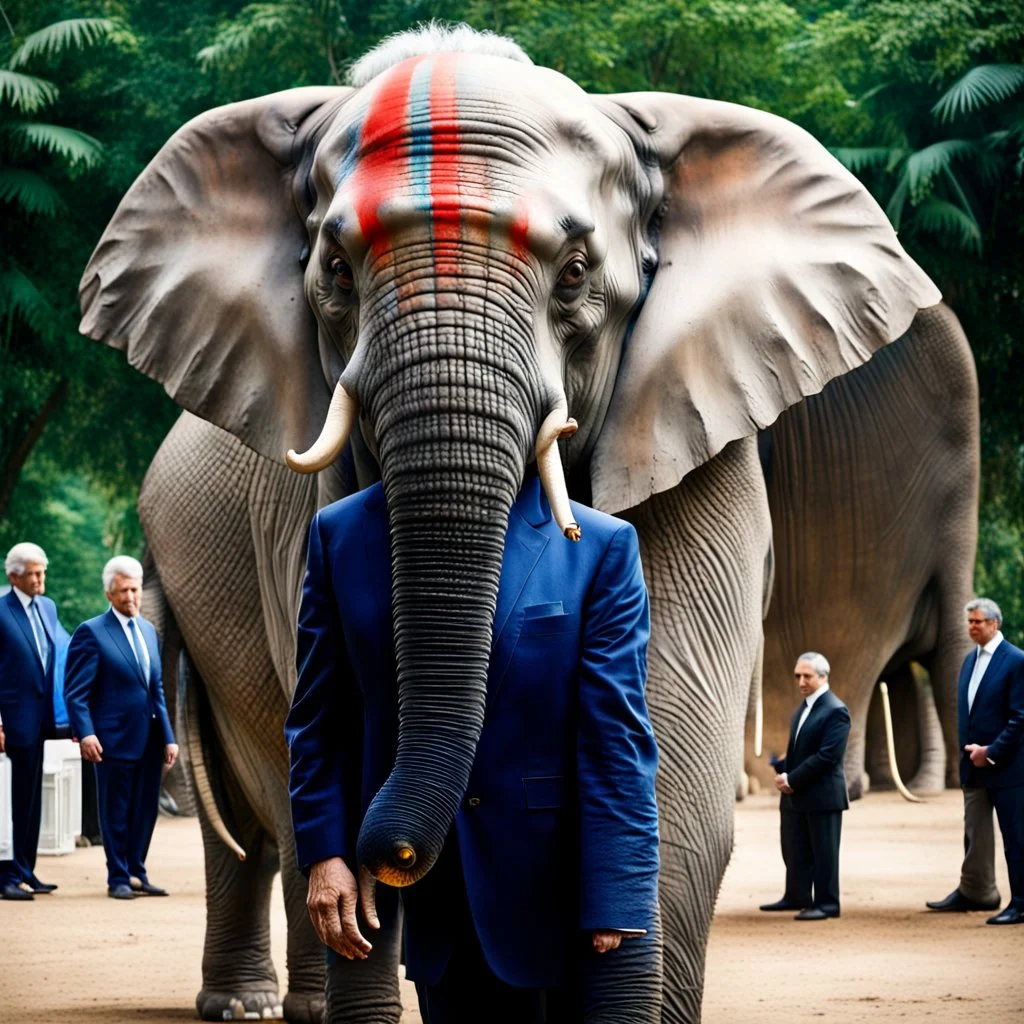 Jeffrey Epstein's head on an elephant's body