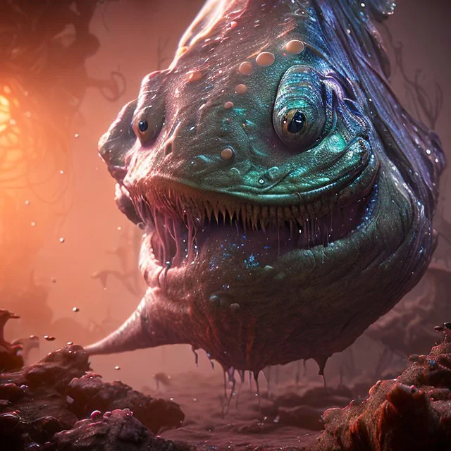 fluid ink angler fish creature, unreal engine 5, 8k resolution, photorealistic, ultra detailed