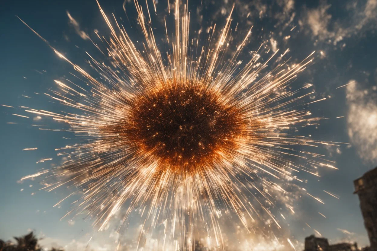 Atomic explosion, made of shatered glass, ULTRA REALISTIC, details, intricate detail, professional lighting, film lighting, 35mm, anamorphic, lightroom, cinematography, bokeh, lens flare, film grain, hdr10, 8k, Roger Deakins, incredibly detailed, reflect, sharpen