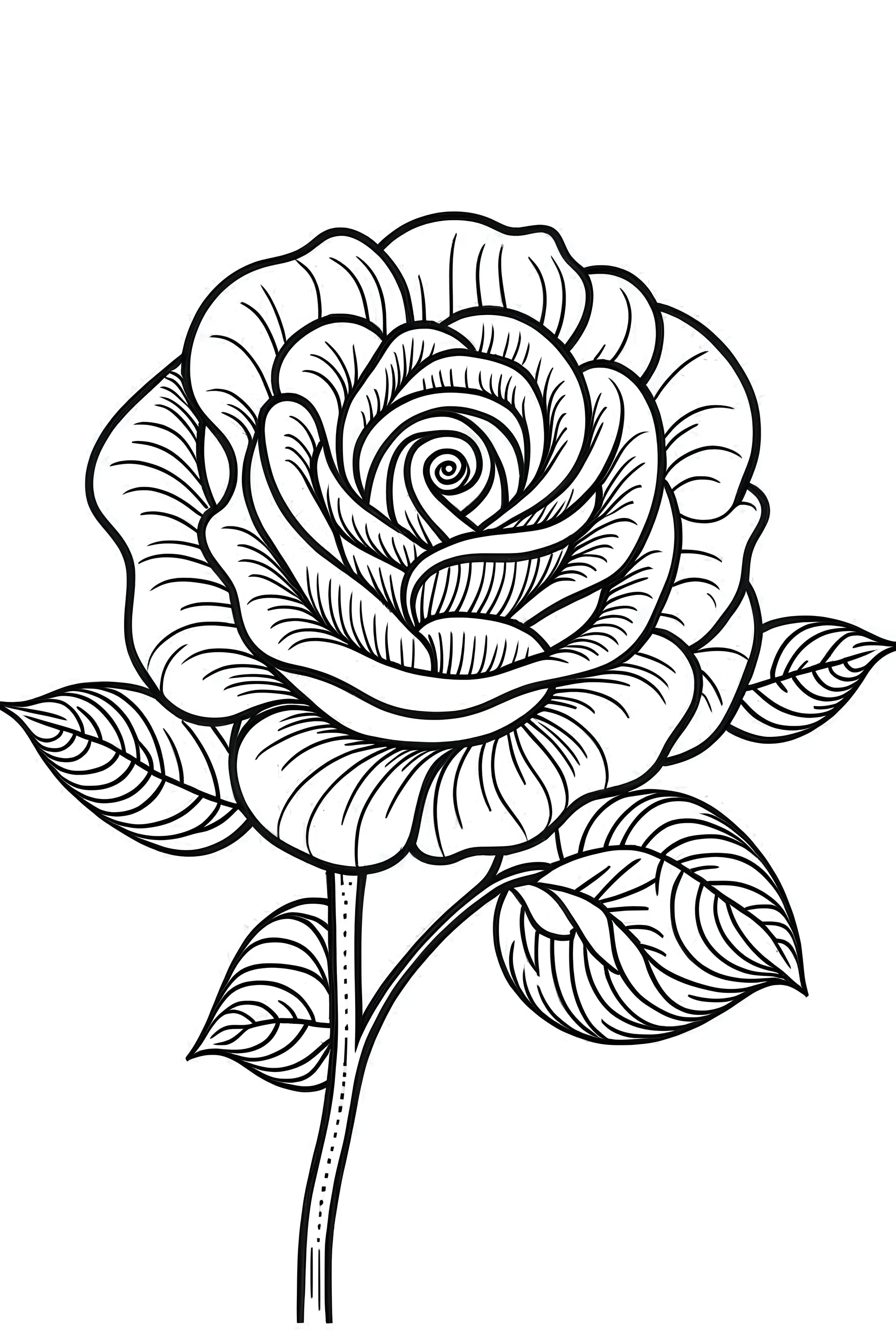 A black-and-white outlined drawing of Rose for kid's coloring books