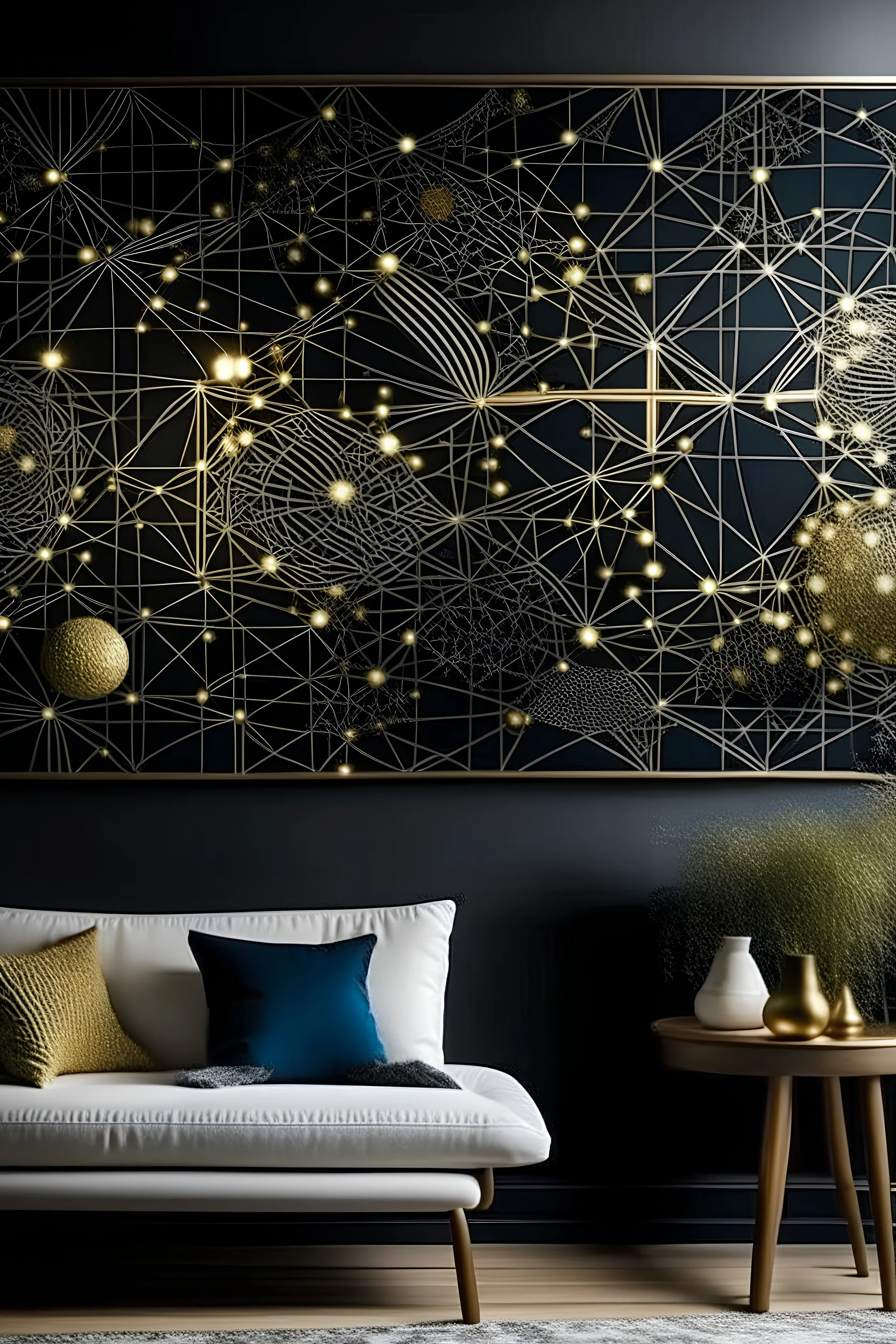 Create a metallic constellation star tapestry for Leo. Take inspiration from the reference image uploaded