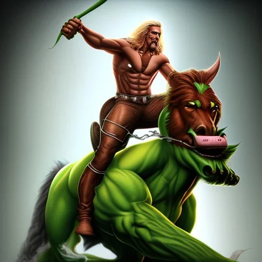 Hulk hogan riding a centaur