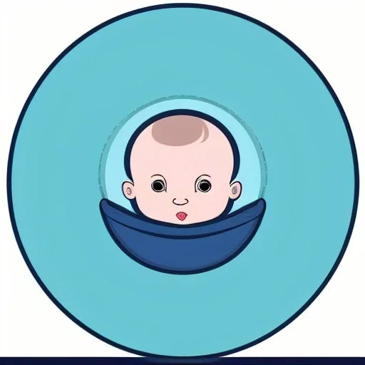 full view, flattened vector image icon of a baby in a bundle with a dark blue and light blue color palette, transparent background.