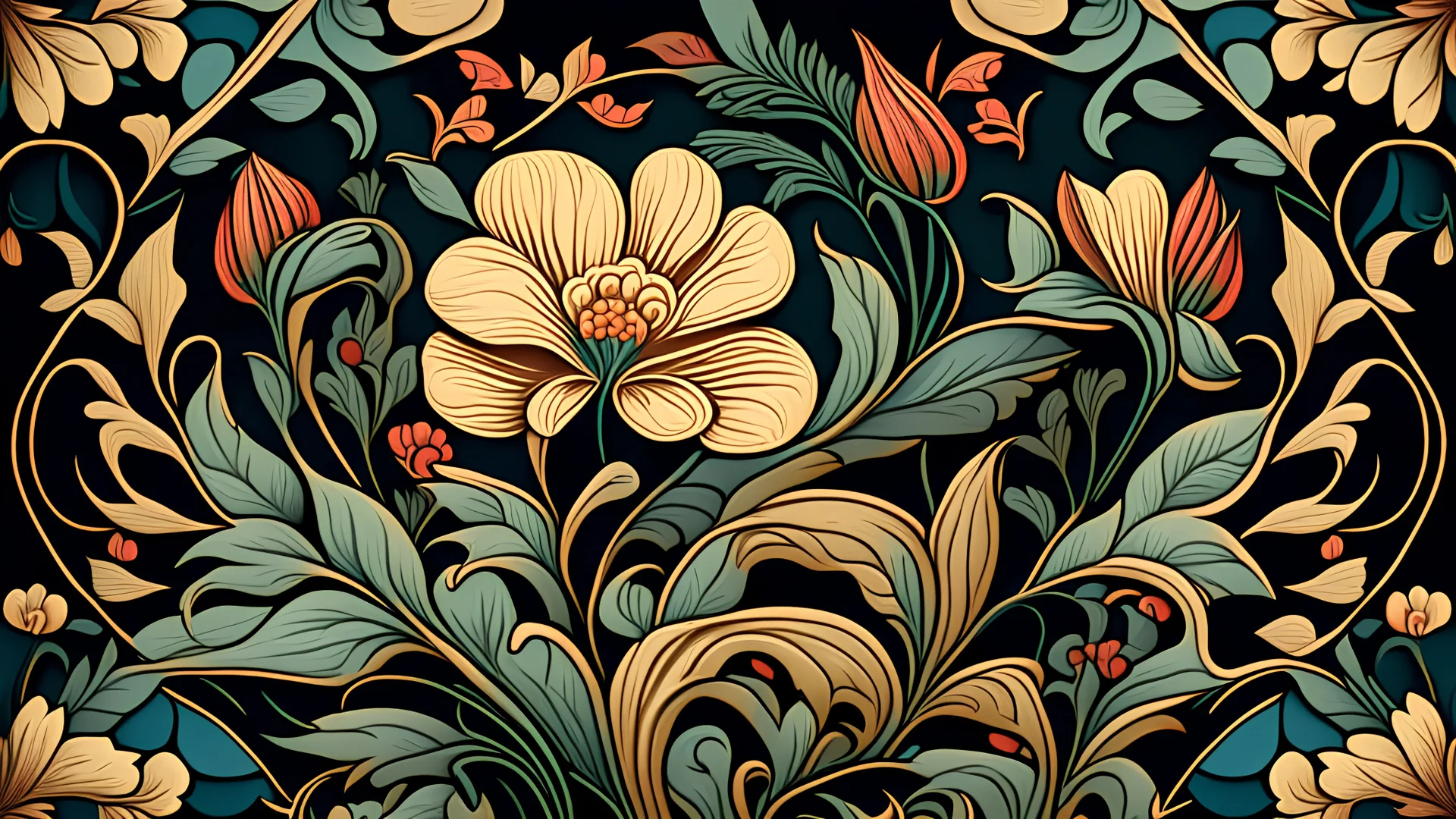 a floral background in the style of the arts and crafts movement