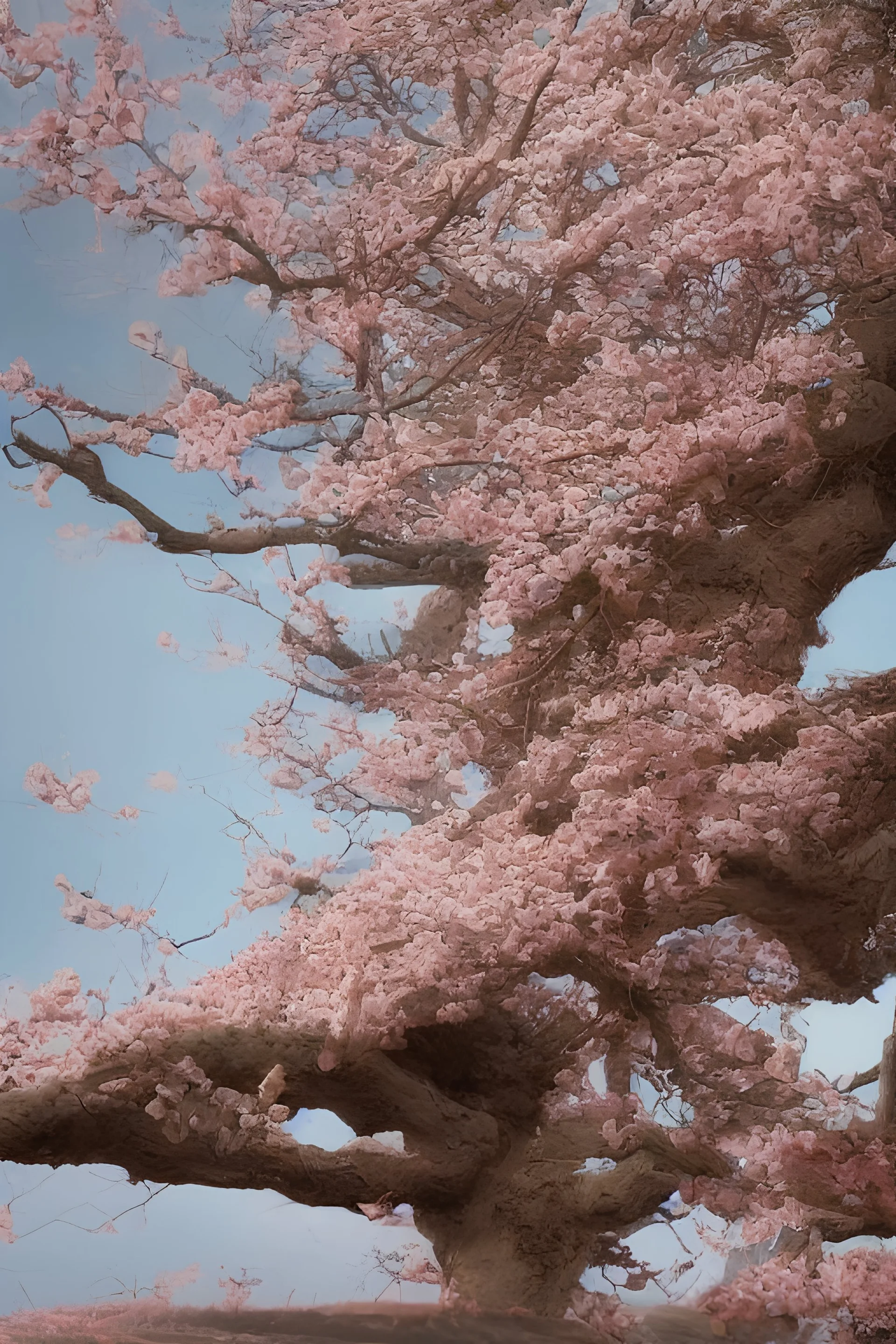 beautiful oriental landscape, very realistic, cherry blossom in the background